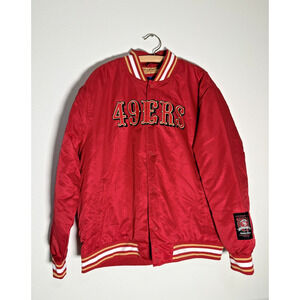 San Francisco 49ers Satin Bomber Jacket XXL Red Snap Front NFL Ultra Game NWT